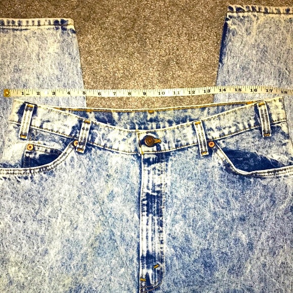 Vintage 90s Levi’s 550 Orange Tab Acid Wash Jeans / Made in USA / 38x32 - Picture 4 of 11